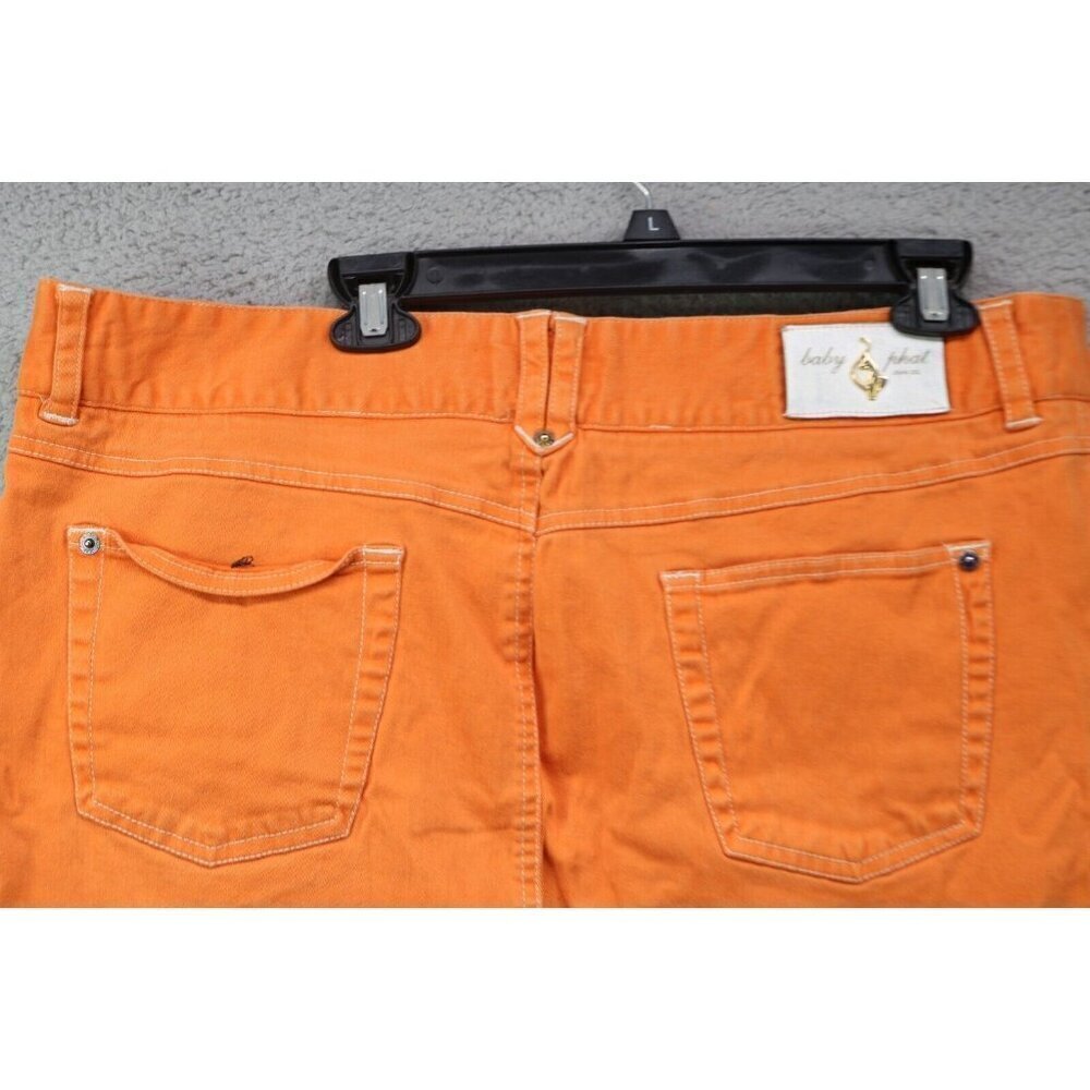 Baby Phat Orange Denim Skirt-Size 20-Pockets-Vintage-Y2K-Logo - Picture 13 of 14